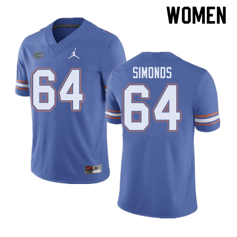Jordan Brand Women #64 Riley Simonds Florida Gators College Football Jerseys Sale-Blue